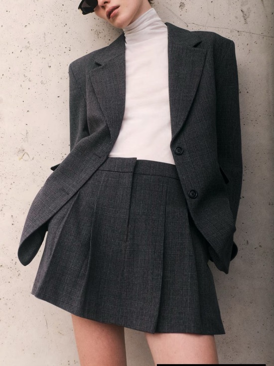 H&M Dresses & Skirts - H&M Charcoal Plaid Skort Suit Set